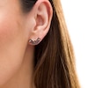 Thumbnail Image 2 of Wonder Woman™ Collection Garnet and Blue Sapphire Symbol Stud Earrings in Sterling Silver and 10K Gold
