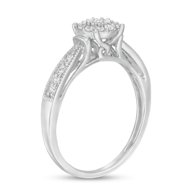 Main Image 2 of 1/5 CT. T.W. Diamond Frame Promise Ring in Sterling Silver