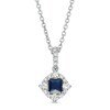 Thumbnail Image 1 of Vera Wang Love Collection 4.0mm Princess-Cut Blue Sapphire and 1/4 CT. T.W. Diamond Pendant in 14K White Gold - 19"
