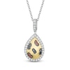 Thumbnail Image 1 of Wonder Woman™ Collection 1/3 CT. T.W. Multi-Color and White Diamond Cheetah Pendant in Sterling Silver and 10K Gold