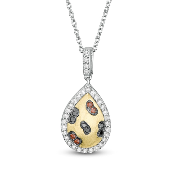 Wonder Woman™ Collection 1/3 CT. T.w. Multi-Color and White Diamond Cheetah Pendant in Sterling Silver and 10K Gold