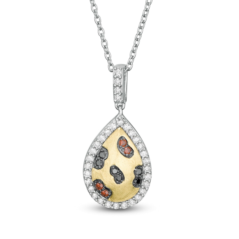 Main Image 1 of Wonder Woman™ Collection 1/3 CT. T.W. Multi-Color and White Diamond Cheetah Pendant in Sterling Silver and 10K Gold