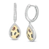 Thumbnail Image 1 of Wonder Woman™ Collection 1/3 CT. T.W. Multi-Color and White Diamond Cheetah Earrings in Sterling Silver and 10K Gold