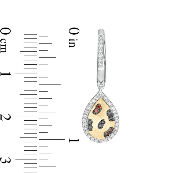 Wonder Woman™ Collection 1/3 CT. T.w. Multi-Color and White Diamond Cheetah Earrings in Sterling Silver and 10K Gold