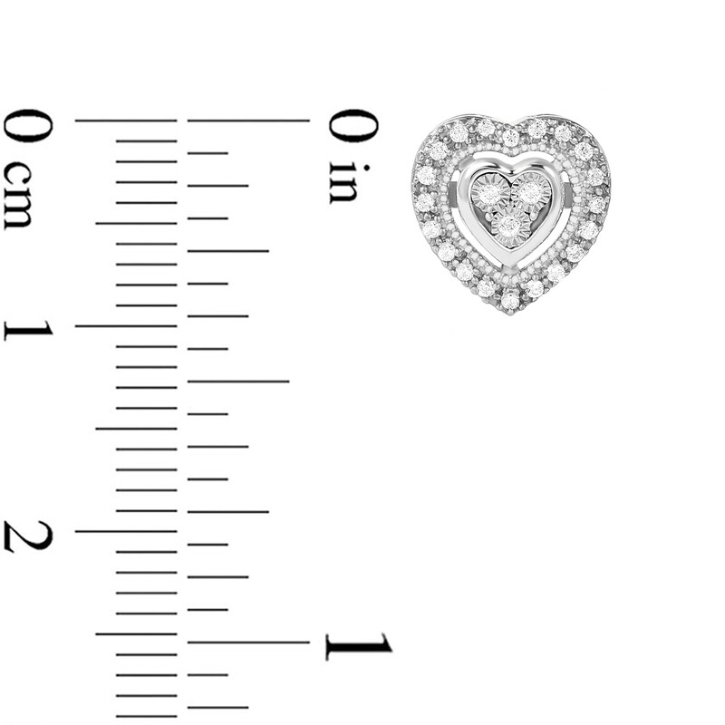 1/10 CT. T.W. Composite Diamond Heart Frame Stud Earrings in Sterling Silver