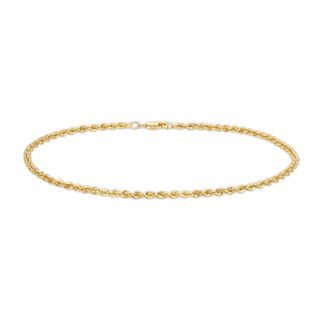 Main Image 1 of 2.4mm Glitter Rope Chain Anklet in Hollow 10K Gold - 10"