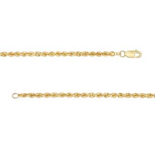 Main Image 3 of 2.4mm Glitter Rope Chain Anklet in Hollow 10K Gold - 10"