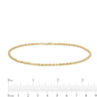 Main Image 4 of 2.4mm Glitter Rope Chain Anklet in Hollow 10K Gold - 10"