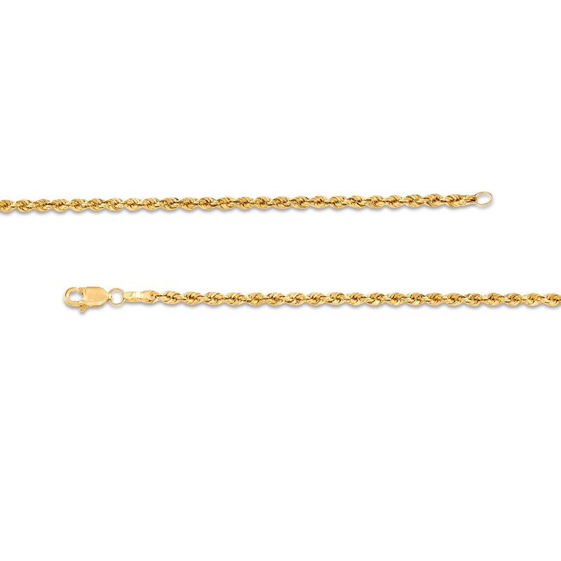 2.4mm Diamond-Cut Glitter Rope Chain Bracelet in Hollow 10K Gold - 7.5"