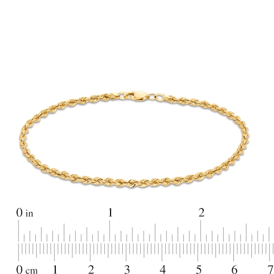 2.4mm Diamond-Cut Glitter Rope Chain Bracelet in Hollow 10K Gold - 7.5"