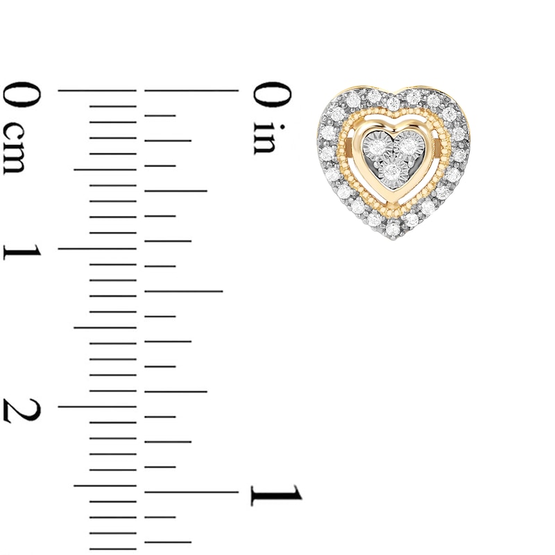 Main Image 2 of 1/10 CT. T.W. Composite Diamond Heart Frame Stud Earrings in Sterling Silver with 14K Gold Plate