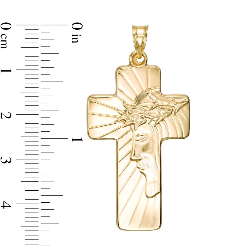 Main Image 3 of Diamond-Cut Jesus Christ Cross Necklace Charm in 10K Gold