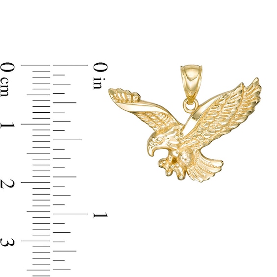 Diamond-Cut Flying Eagle Necklace Charm in 10K Gold