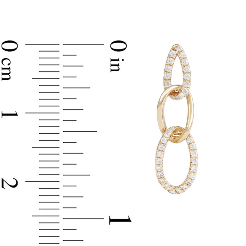 1/2 CT. T.W. Diamond Triple Links Dangle Earrings in Sterling Silver with 14K Gold Plate