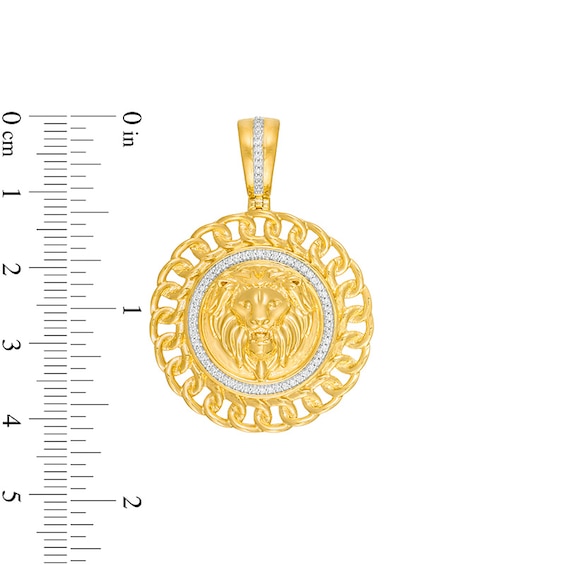 1/6 CT. T.w. Diamond Chain Link Double Frame Lion Head Medallion Necklace Charm in 10K Gold