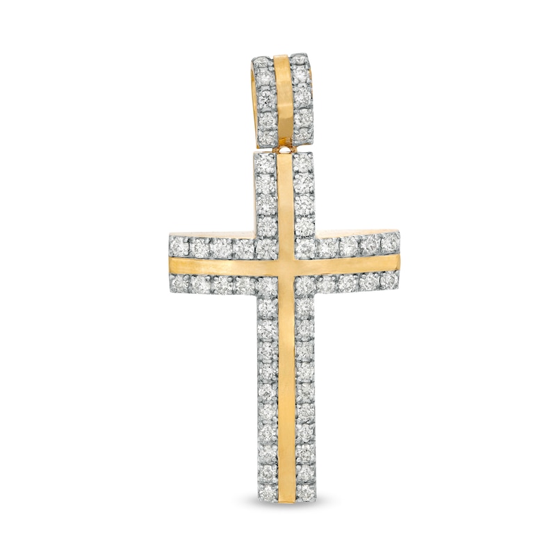 Main Image 1 of 1 CT. T.W. Diamond Border Cross Necklace Charm in 10K Gold