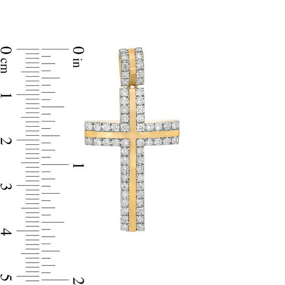 Men's 1 CT. T.w. Diamond Border Cross Necklace Charm in 10K Gold