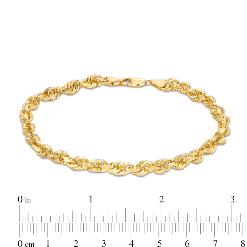 Men's 5.5mm Diamond-Cut Solid Glitter Rope Chain Bracelet in 10K Gold - 9"