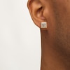 Thumbnail Image 2 of Men's 1/4 CT. T.W. Square Champagne and White Multi-Diamond Frame Stud Earrings in 10K Gold