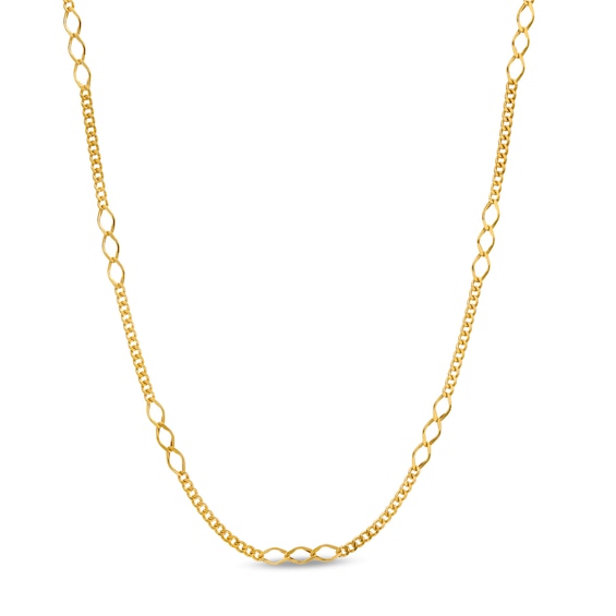 Made in Italy 2.7mm Curb Chain Triple Link Necklace in 14K Gold - 18"