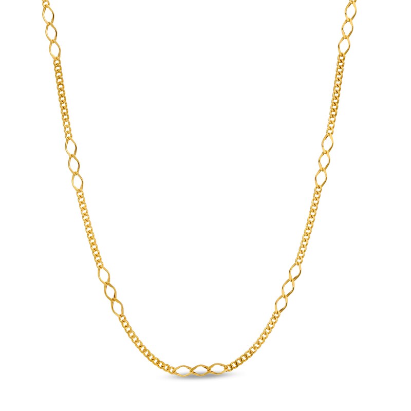Main Image 1 of Made in Italy 2.7mm Curb Chain Triple Link Necklace in 14K Gold - 18"