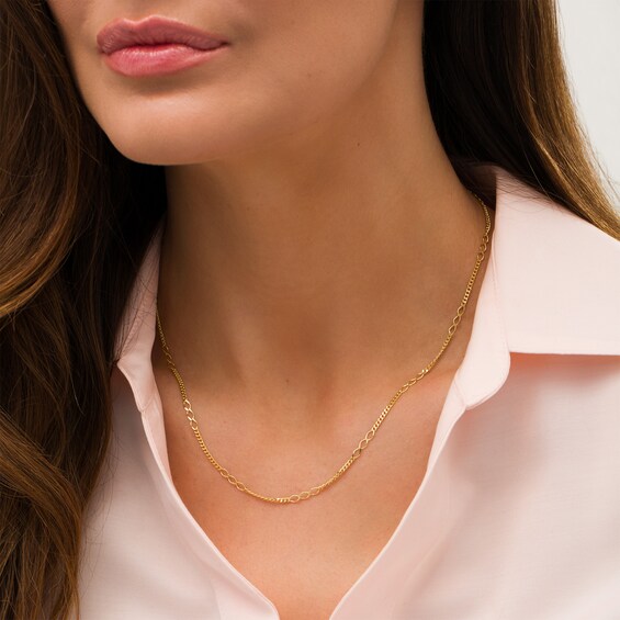 Made in Italy 2.7mm Curb Chain Triple Link Necklace in 14K Gold - 18"