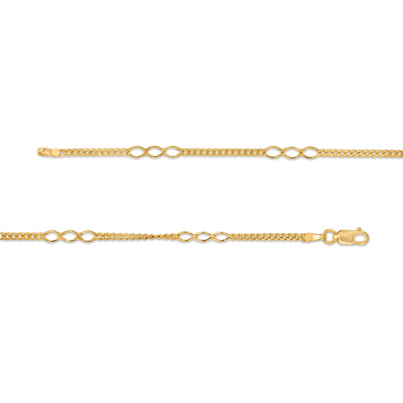 Main Image 3 of Made in Italy 2.7mm Curb Chain Triple Link Necklace in 14K Gold - 18"