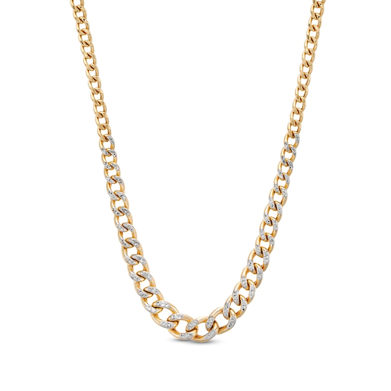 Main Image 1 of Made in Italy Diamond-Cut Graduated Curb Chain Necklace in 14K Two-Tone Gold - 18"