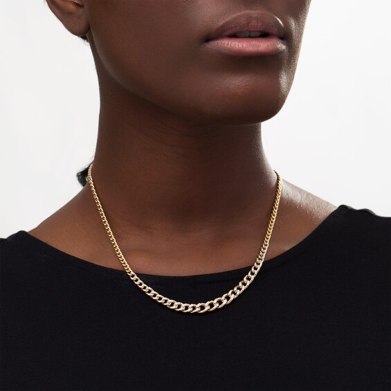 Made in Italy Diamond-Cut Graduated Curb Chain Necklace in 14K Two-Tone Gold - 18"
