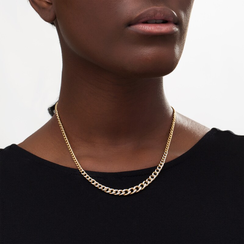 Main Image 2 of Made in Italy Diamond-Cut Graduated Curb Chain Necklace in 14K Two-Tone Gold - 18"