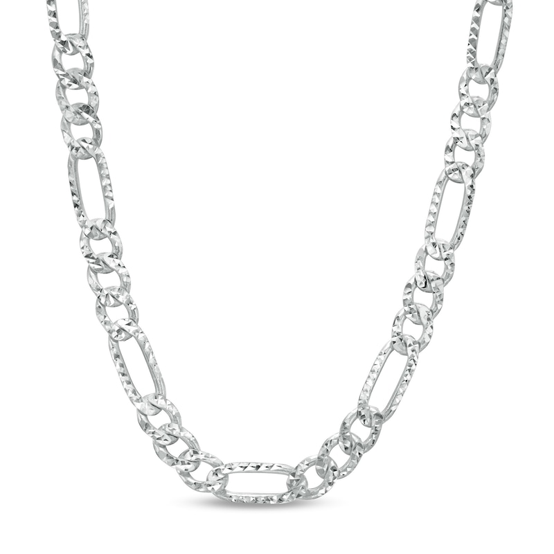 Men's 7.0mm Diamond-Cut Figaro Chain Necklace in Solid Sterling Silver  - 22"