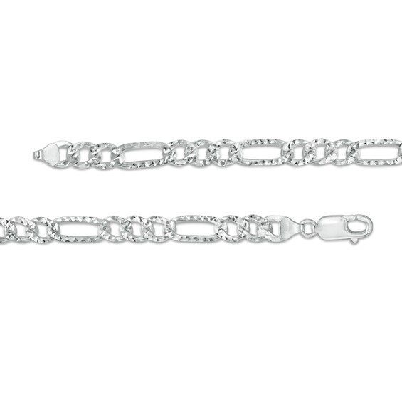 Men's 7.0mm Diamond-Cut Figaro Chain Necklace in Solid Sterling Silver - 22"