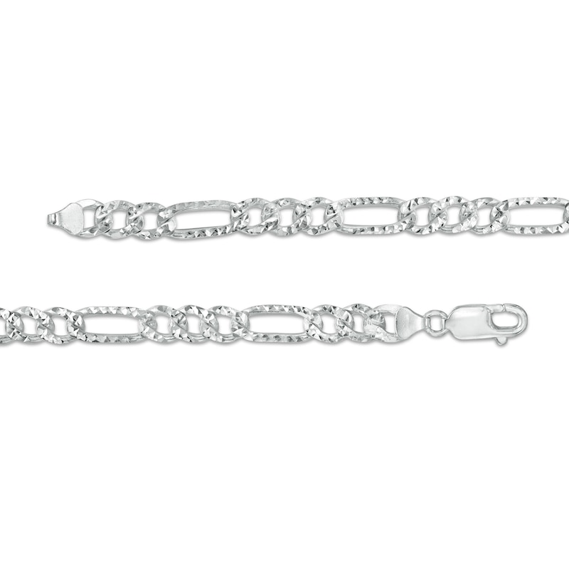 Men's 7.0mm Diamond-Cut Figaro Chain Necklace in Solid Sterling Silver  - 22"