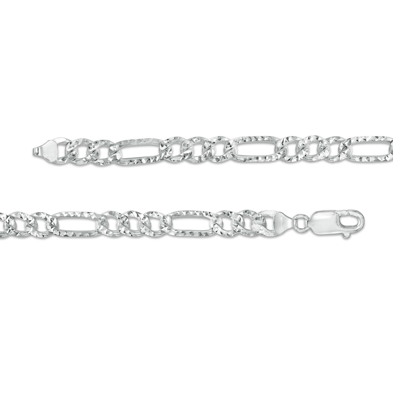 Main Image 2 of Men's 7.0mm Diamond-Cut Figaro Chain Necklace in Solid Sterling Silver  - 22"