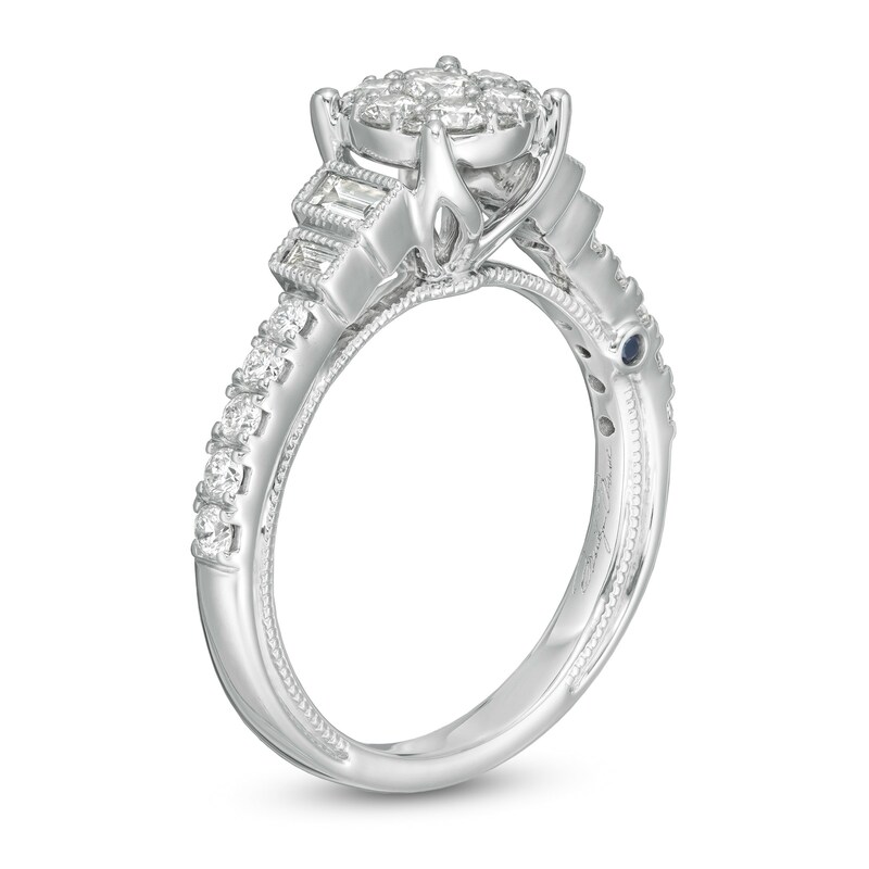 Main Image 3 of Marilyn Monroe™ Collection 3/4 CT. T.W. Composite Diamond Tiered Vintage-Style Engagement Ring in 14K White Gold