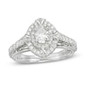 Thumbnail Image 1 of Marilyn Monroe™ Collection 1 CT. T.W. Oval Diamond Double Frame Ornate Engagement Ring in 14K White Gold