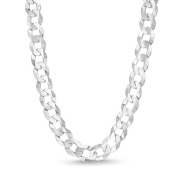 Men's 10.1mm Textured Curb Chain Necklace in Sterling Silver - 24"