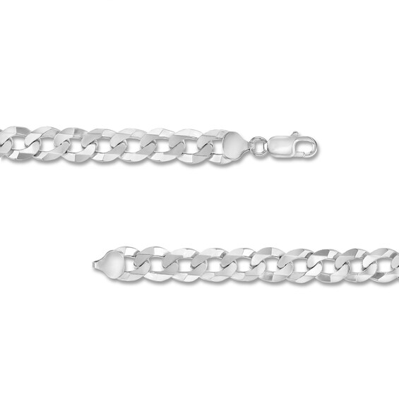 Men's 10.1mm Textured Curb Chain Necklace in Sterling Silver - 24"