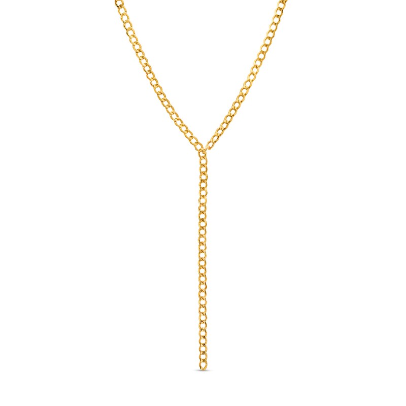 Main Image 1 of 3.0mm Curb Chain "Y" Necklace in Hollow 10K Gold - 17"