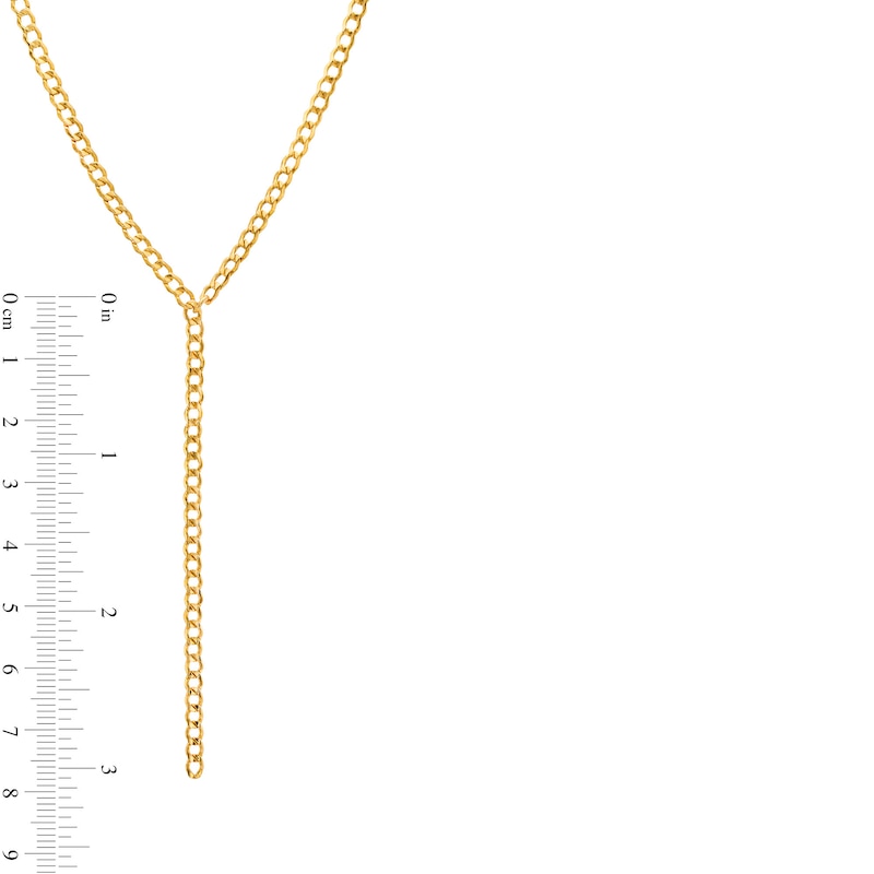 Main Image 4 of 3.0mm Curb Chain "Y" Necklace in Hollow 10K Gold - 17"