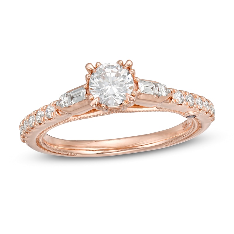 Main Image 1 of Marilyn Monroe™ Collection 3/4 CT. T.W. Diamond Collar Engagement Ring in 14K Rose Gold