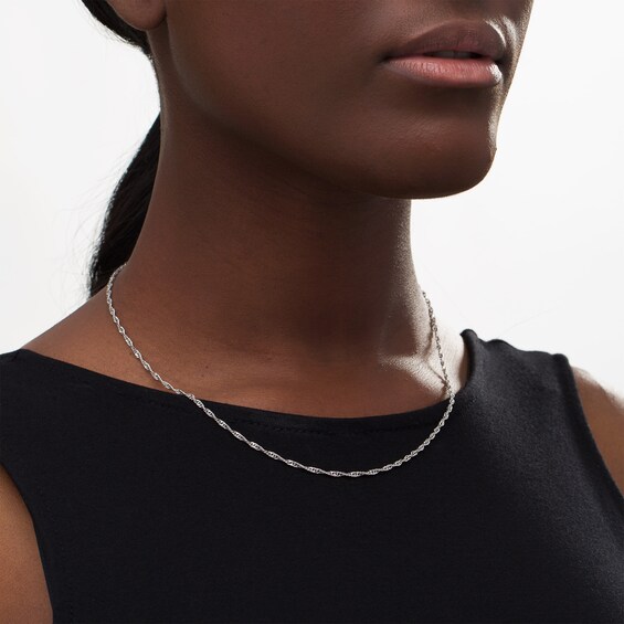 2.0mm Singapore Chain Necklace in Solid Sterling Silver - 18"