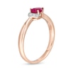 Thumbnail Image 2 of Sideways Pear-Shaped Ruby and Diamond Accent Tiara Tapered Shank Ring in 10K Rose Gold