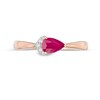 Thumbnail Image 3 of Sideways Pear-Shaped Ruby and Diamond Accent Tiara Tapered Shank Ring in 10K Rose Gold