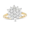 Thumbnail Image 1 of Lab-Created White Sapphire Flower Ring in Sterling Silver with 14K Gold Plate