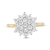 Thumbnail Image 4 of Lab-Created White Sapphire Flower Ring in Sterling Silver with 14K Gold Plate