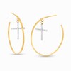 Thumbnail Image 1 of Diamond-Cut Cross Dangle Hoop Earrings in 10K Gold