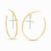 Thumbnail Image 0 of Diamond-Cut Cross Dangle Hoop Earrings in 10K Gold