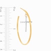Diamond-Cut Cross Dangle Hoop Earrings in 10K Gold