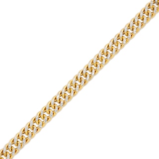 Italian Gold 6.0mm Diamond-Cut Double Curb Chain Bracelet in Hollow 14K Two-Tone Gold - 7.5"